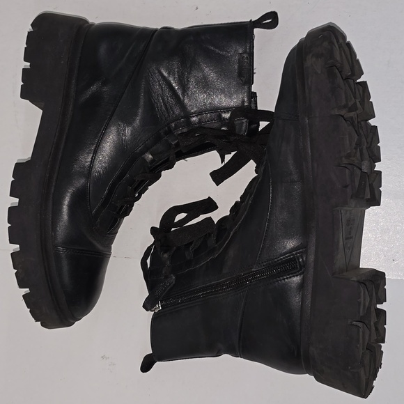 Schutz Kaile Black Leather Combat Boots Women 8 - Picture 14 of 15